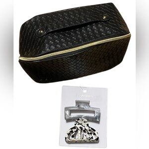 Woven Cosmetic Bag & Hair Clip Set (NEW!)